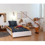 Ma chambre d'enfant lit enfant avec barrires sommier et matelas ozzo blanc et cajou 90x190 cm / opt:matelas ...