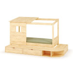 Ma chambre d'enfant lit cabane enfant avec estrade combeebed bois naturel 90x200 cm / opt1:avec toit ...