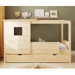 Ma chambre d'enfant lit cabane gigogne enfant combeebed bois naturel 90x200 cm sans caches sommier avec ...