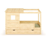 Ma chambre d'enfant lit cabane gigogne enfant combeebed bois naturel 90x200 cm sans caches sommier avec ...