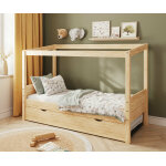 Ma chambre d'enfant lit cabane gigogne enfant combeebed bois naturel 90x200 cm sans caches sommier sans ...