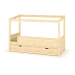 Ma chambre d'enfant lit cabane gigogne enfant et matelas combeebed bois naturel 90x200 cm / opt1:avec ...