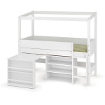 Ma chambre d'enfant lit cabane mi - hauteur avec bureau combeebed blanc 90x200 cm / opt1:echelle grand ...