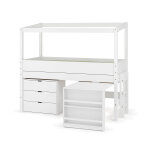 Ma chambre d'enfant lit cabane mi - hauteur avec bureau combeebed blanc 90x200 cm echelle petit côté ... Ma chambre d'enfant lit cabane mi - hauteur avec bureau combeebed blanc 90x200 cm echelle petit côté ...