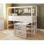 Ma chambre d'enfant lit cabane mi - hauteur avec bureau combeebed blanc 90x200 cm echelle petit côté ... Ma chambre d'enfant lit cabane mi - hauteur avec bureau combeebed blanc 90x200 cm echelle petit côté ...