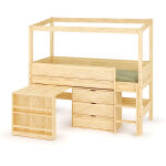 Ma chambre d'enfant lit cabane mi - hauteur avec bureau combeebed bois naturel 90x200 cm echelle grand ...