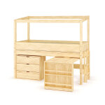 Ma chambre d'enfant lit cabane mi - hauteur avec bureau combeebed bois naturel 90x200 cm / opt1:echelle ...