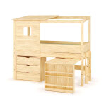 Ma chambre d'enfant lit cabane mi - hauteur avec bureau combeebed bois naturel 90x200 cm echelle petit ...
