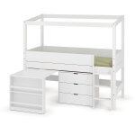 Ma chambre d'enfant lit cabane mi - hauteur avec bureau et matelas combeebed blanc 90x200 cm echelle ... Ma chambre d'enfant lit cabane mi - hauteur avec bureau et matelas combeebed blanc 90x200 cm echelle ...