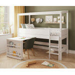 Ma chambre d'enfant lit cabane mi - hauteur avec bureau et matelas combeebed blanc 90x200 cm / opt1:echelle ...