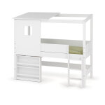 Ma chambre d'enfant lit cabane mi - hauteur avec bureau et matelas combeebed blanc 90x200 cm echelle ... Ma chambre d'enfant lit cabane mi - hauteur avec bureau et matelas combeebed blanc 90x200 cm echelle ...