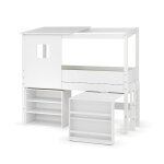 Ma chambre d'enfant lit cabane mi - hauteur avec bureau et matelas combeebed blanc 90x200 cm / opt1:echelle ...