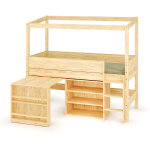 Ma chambre d'enfant lit cabane mi - hauteur avec bureau et matelas combeebed bois naturel 90x200 cm / ...