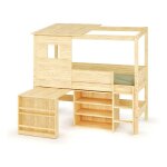 Ma chambre d'enfant lit cabane mi - hauteur avec bureau et matelas combeebed bois naturel 90x200 cm echelle ...
