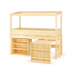 Ma chambre d'enfant lit cabane mi - hauteur avec bureau et matelas combeebed bois naturel 90x200 cm echelle ...