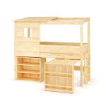 Ma chambre d'enfant lit cabane mi - hauteur avec bureau et matelas combeebed bois naturel 90x200 cm / ...