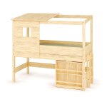 Ma chambre d'enfant lit cabane mi - hauteur avec bureau et matelas combeebed bois naturel 90x200 cm echelle ...