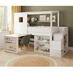 Ma chambre d'enfant lit cabane mi - hauteur avec escalier combeebed blanc 90x200 cm 1 bureau + 1 étagère ... Ma chambre d'enfant lit cabane mi - hauteur avec escalier combeebed blanc 90x200 cm 1 bureau + 1 étagère ...