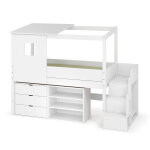 Ma chambre d'enfant lit cabane mi - hauteur avec escalier combeebed blanc 90x200 cm 1 commode + 1 étagère ... Ma chambre d'enfant lit cabane mi - hauteur avec escalier combeebed blanc 90x200 cm 1 commode + 1 étagère ...