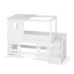 Ma chambre d'enfant lit cabane mi - hauteur avec escalier et matelas combeebed blanc 90x200 cm / opt1:fentre ...