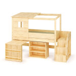 Ma chambre d'enfant lit cabane mi - hauteur avec escalier et matelas combeebed bois naturel 90x200 cm ... Ma chambre d'enfant lit cabane mi - hauteur avec escalier et matelas combeebed bois naturel 90x200 cm ...