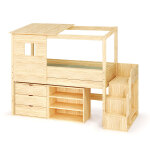 Ma chambre d'enfant lit cabane mi - hauteur avec escalier et matelas combeebed bois naturel 90x200 cm ... Ma chambre d'enfant lit cabane mi - hauteur avec escalier et matelas combeebed bois naturel 90x200 cm ...