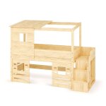 Ma chambre d'enfant lit cabane mi - hauteur avec escalier et matelas combeebed bois naturel 90x200 cm ...