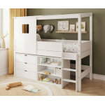 Ma chambre d'enfant lit cabane mi - hauteur avec rangement combeebed blanc 90x200 cm echelle grand ct ...