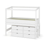 Ma chambre d'enfant lit cabane mi - hauteur avec rangement combeebed blanc 90x200 cm echelle petit ct ...