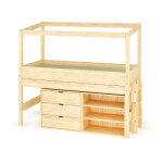 Ma chambre d'enfant lit cabane mi - hauteur avec rangement combeebed bois naturel 90x200 cm echelle petit ...