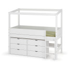Ma chambre d'enfant lit cabane mi - hauteur avec rangement et matelas combeebed blanc 90x200 cm echelle ...