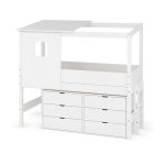 Ma chambre d'enfant lit cabane mi - hauteur avec rangement et matelas combeebed blanc 90x200 cm echelle ...