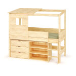 Ma chambre d'enfant lit cabane mi - hauteur avec rangement et matelas combeebed bois naturel 90x200 cm ...