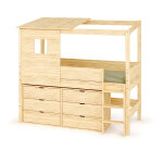 Ma chambre d'enfant lit cabane mi - hauteur avec rangement et matelas combeebed bois naturel 90x200 cm ...