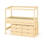 Ma chambre d'enfant lit cabane mi - hauteur avec rangement et matelas combeebed bois naturel 90x200 cm ...