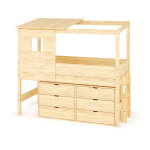 Ma chambre d'enfant lit cabane mi - hauteur avec rangement et matelas combeebed bois naturel 90x200 cm ...