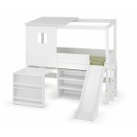Ma chambre d'enfant lit cabane mi - hauteur avec toboggan et matelas combeebed blanc 90x200 cm / opt1:1 ...