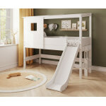 Ma chambre d'enfant lit cabane mi - hauteur avec toboggan et matelas combeebed blanc 90x200 cm / opt1:toboggan ...