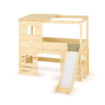 Ma chambre d'enfant lit cabane mi - hauteur avec toboggan et matelas combeebed bois naturel 90x200 cm ...