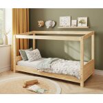 Ma chambre d'enfant lit cabane montessori combeebed bois naturel 90x200 cm / opt1:sans barrire de scurit ...