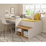 Ma chambre d'enfant lit combin enfant avec bureau bonnie blanc et noisette 90x190 cm