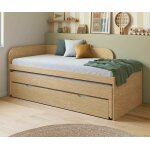 Ma chambre d'enfant lit gigogne ado 2 places riza bois naturel 90x200 cm Ma chambre d'enfant lit gigogne ado 2 places riza bois naturel 90x200 cm