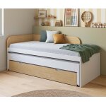 Ma chambre d'enfant lit gigogne adulte 3 places riza bois et blanc 90x200 cm