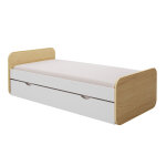 Ma chambre d'enfant lit gigogne adulte lemon blanc et bois 90x200 cm