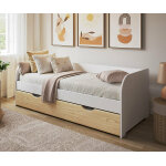 Ma chambre d'enfant lit gigogne banquette ado bali blanc et bois 80x190 cm