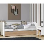 Ma chambre d'enfant lit gigogne banquette ado bali blanc et bois 80x200 cm Ma chambre d'enfant lit gigogne banquette ado bali blanc et bois 80x200 cm