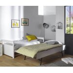 Ma chambre d'enfant lit gigogne banquette ado mélo blanc et bois 90x190 cm Ma chambre d'enfant lit gigogne banquette ado mélo blanc et bois 90x190 cm