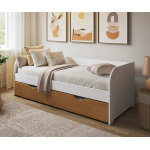 Ma chambre d'enfant lit gigogne banquette adulte bali blanc et noisette 80x200 cm Ma chambre d'enfant lit gigogne banquette adulte bali blanc et noisette 80x200 cm
