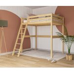 Ma chambre d'enfant lit mezzanine enfant 2 places cargo bois naturel 140x190 cm