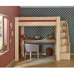 Ma chambre d'enfant lit mezzanine enfant 2 places avec escalier et bureau naolo bois naturel 120x190 ...
